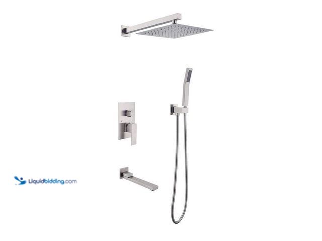 Lot 49-5476390 - Tahanbath
1-Spray 16 in. Dual Rain Shower Head Systems Wall Mounted Shower 2.5 GPM in Brushed Nicke...