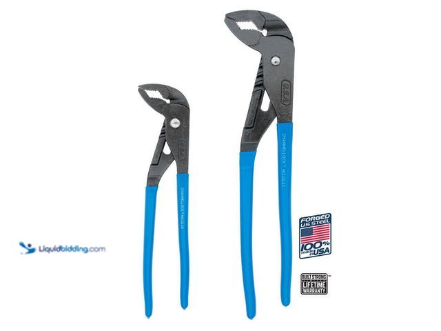 Lot 49-5410405 - Channellock Griplock 12.5 in. and 9.5 in. Tongue and Groove Pliers Gift Set. [Model # GLS-1] New