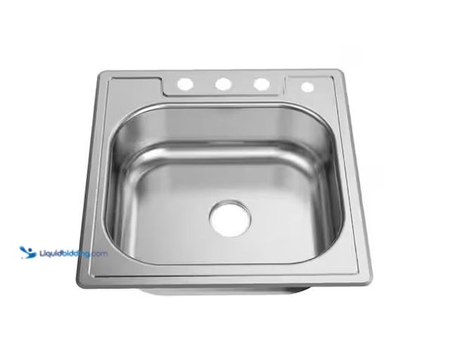 Lot 49-3566846 - Glacier Bay
25 in. Drop-in Single Bowl 22 Gauge Stainless Steel Kitchen Sink, Unused with scuffs