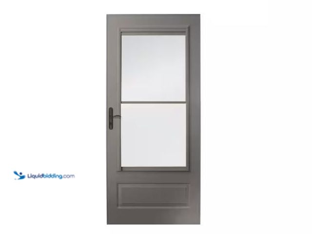 Lot 49-1625582 - Andersen 400 Series 36"x80" Charcoal Gray Universal 3/4-Light Retractable Aluminum Storm Door with M...