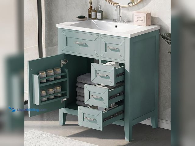 Lot 49-1568347 - 30 inch Bathroom Vanity with Sink Combo, Free Standing Bathroom Vanity Cabinet with 3 Drawers and On...
