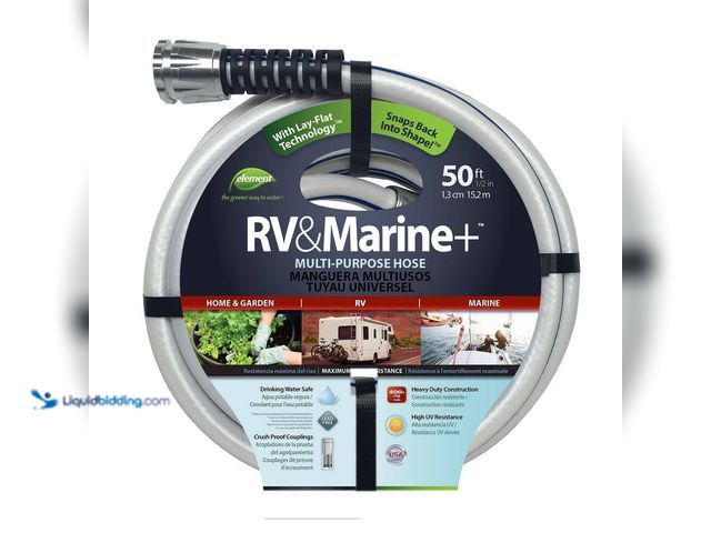Lot 49-5538557 - Element
RV and Marine+ 1/2 in. x 50 ft. Heavy Duty Multi-Purpose Water Hose. Model # CELULMRV12050....