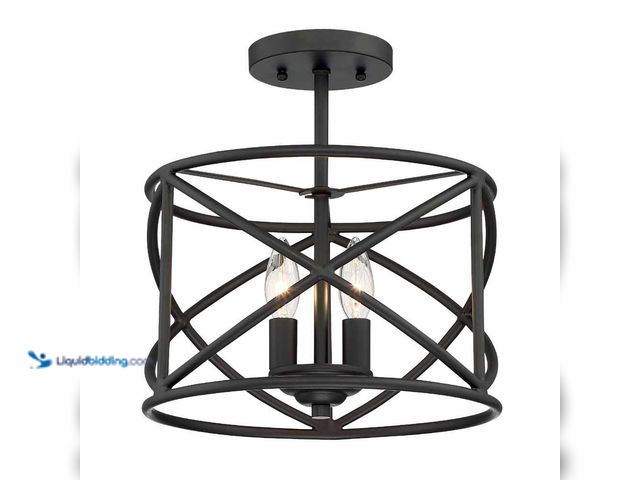 Lot 49-5410504 - Hampton Bay Hastings 13.5 in. 2-Light Oil Rubbed Bronze Modern Entryway Semi-Flush Mount with Open C...