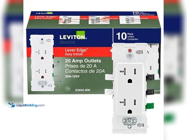 Lot 49-5559587 - Leviton Decora Lever Edge Easy Install 20 Amp 125-Volt Tamper-Resistant Duplex Outlet/Receptacle, Wh...