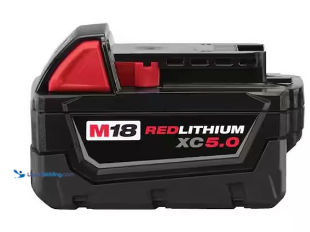 Lot 49-1547826 - Milwaukee M18 18-Volt 5.0 Ah Lithium-Ion XC Extended Capacity Battery Pack, Model # 48-11-1850, New....
