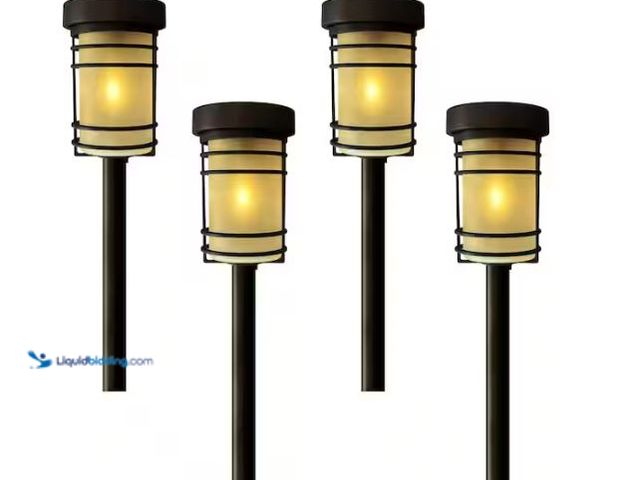Lot 49-1627500 - Monteaux Lighting Black Integrated LED Outdoor Solar Pathway Lights with Frosted Glass (4-Pack) Mode...