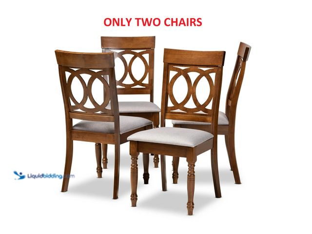 Lot 49-1517266 - (2) Baxton Studio Lucie Modern and Contemporary Grey Fabric Upholstered and Walnut Brown Finished Wo...