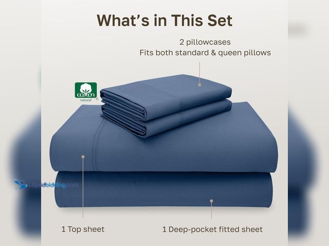 Lot 49-5539604 - California Design Den 600 Thread Count 100% Cotton Sateen, Soft & Smooth Queen Sheet for Bed with De...