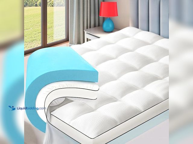 Lot 49-1624327 - 4 Inch Dual Layer Memory Foam Mattress Topper for Pressure Relief and Back Pain, 2" Gel Memory Foam ...