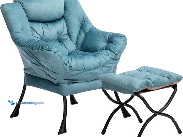 Lot 49-5476634 - HollyHOME Lazy Chair with Foldable Ottoman, Accent Comfy Lounge Armchair and Folding Footrest Stool,...