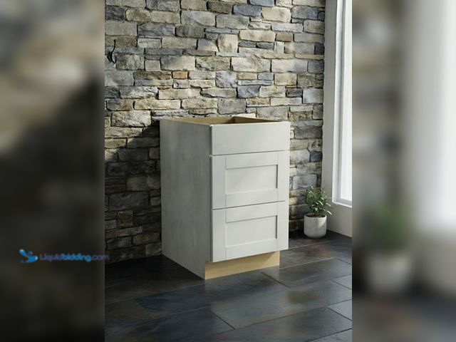 Lot 49-3639356 - Hampton Bay Shaker 18 in. W x 21 in. D x 34.5 in. H Assembled Bath 3 Drawer Base Bathroom Cabinet in...
