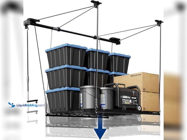 Lot 49-3472622 - FLEXIMOUNTS GL1 Overhead Garage Lifting Storage Rack, 4x4 Ft Heavy-Duty Metal Garage Ceiling Rack, A...