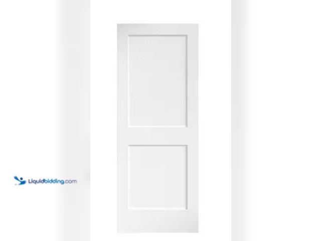 Lot 49-1517051 - 35 in. x 80 in. x 1-3/8 in. Shaker White Primed 2-Panel Solid Core Wood Interior Slab Door, Model # ...