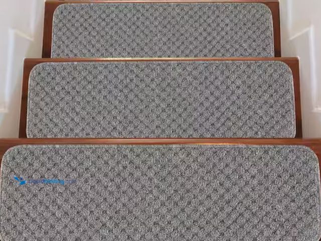 Lot 49-1631114 - Beverly Rug Waffle Gray 26 in. x 8.5 in. Non-Slip Rubber Back Stair Tread Cover (Set of 15), Model #...