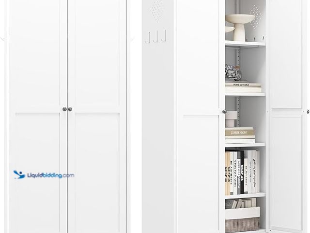 Lot 49-2005500 - Reegangfa Metal Pantry Cabinet, Kitchen Pantry Storage Cabinets with 2 Door and 4 Adjustable Shelves...