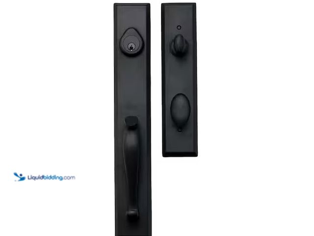 Lot 49-1576409 - DELANEY HARDWARE Sandcast Cordoba Aged Black Single Cylinder Deadbolt Entry Door Handle set with Tul...
