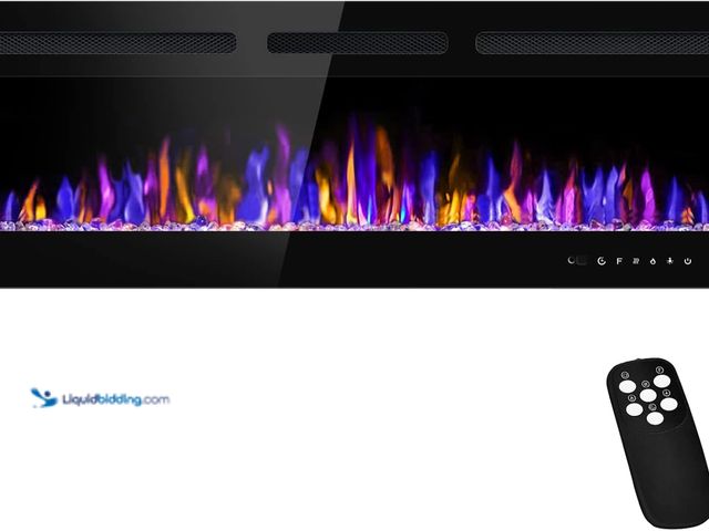 Lot 49-3528242 - 50" Electric Fireplace Wall Mounted and Recessed with Remote Control, 750/1500W Ultra-Thin Wall Fire...