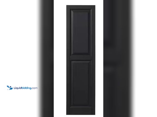 Lot 49-1518294 - Ply Gem 15 in. x 63 in. Raised Panel Polypropylene Shutters Pair in Black Model # VINRP1563 33, Unus...