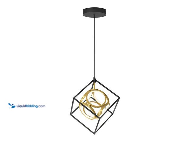 Lot 49-5413107 - Artika Luxury 18-Watt 1 Light Black and Gold Modern Industrial Integrated LED Mini Pendant Light Fix...