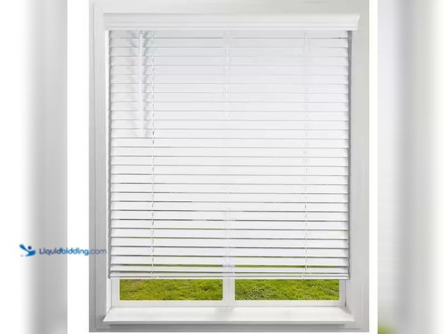 Lot 49-1548746 - White Cordless Faux Wood Blinds with 2 in. Slats 34.5 in. W x 36 in. L Model # 04CF2345360, Unused