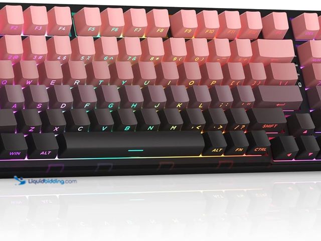 Lot 49-5488185 - MageGee LIGHT100 Wireless Creamy Keyboard, Gasket Structure Hot Swappable, 2.4G/USB-C/BT5.0 RGB Back...