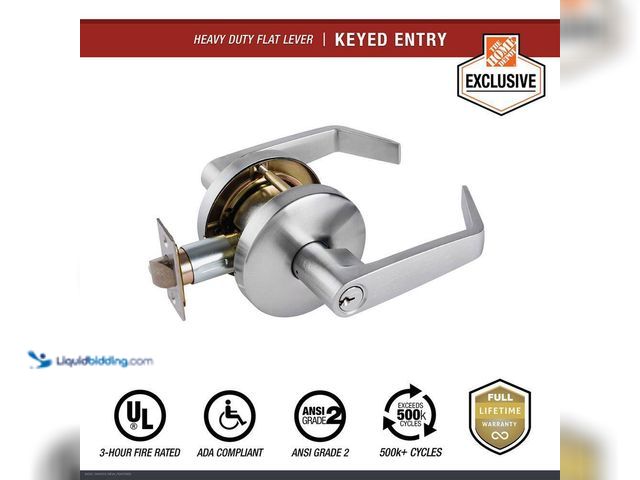 Lot 49-5414637 - Heavy Duty Commercial Entry Lever Cylindrical Chassis ADA UL 3-Hour Fire ANSI Grade 2 Satin Chrome M...