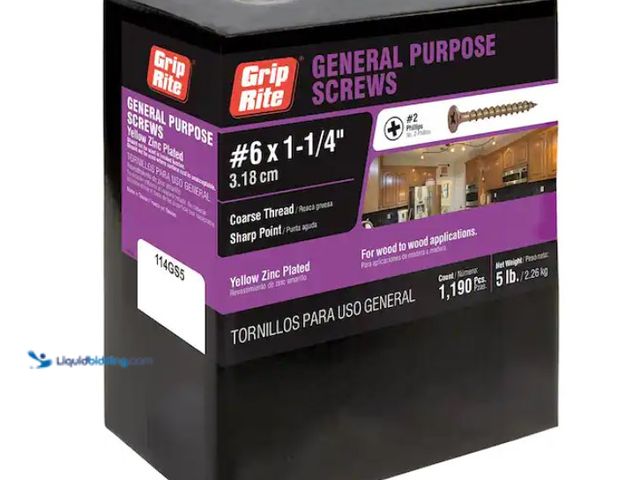 Lot 49-1547847 - (3) Approx 1,100 Per box, Grip-Rite #6 x 1-1/4 in. #2 Phillips Bugle Head Coarse Thread Gold Screws ...