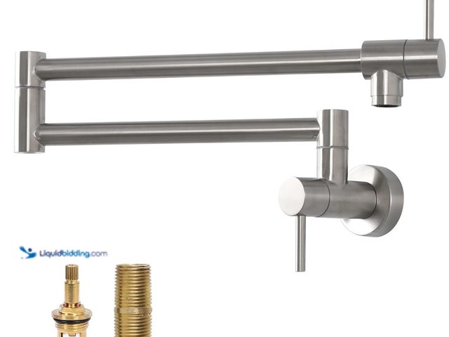 Lot 49-1519005 - Lordear Pot Filler Faucet Brushed Nickel Wall Mounted Stainless Steel Folding Over Stove Faucet with...