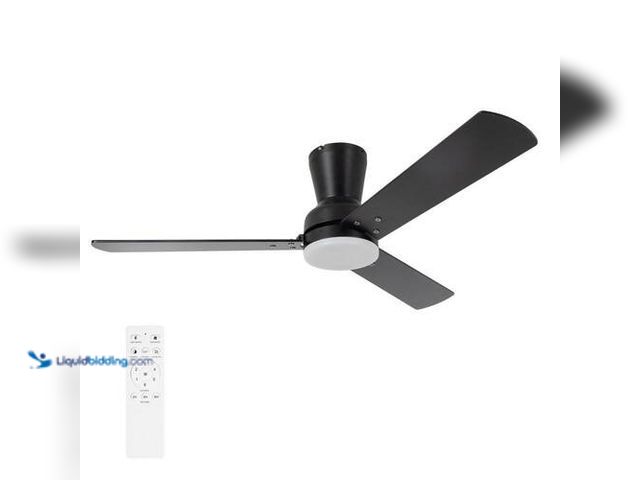 Lot 49-5483360 - Hampton Bay Rayburn 44 in. Indoor Matte Black Ceiling Fan with White Color Changing Integrated LED R...