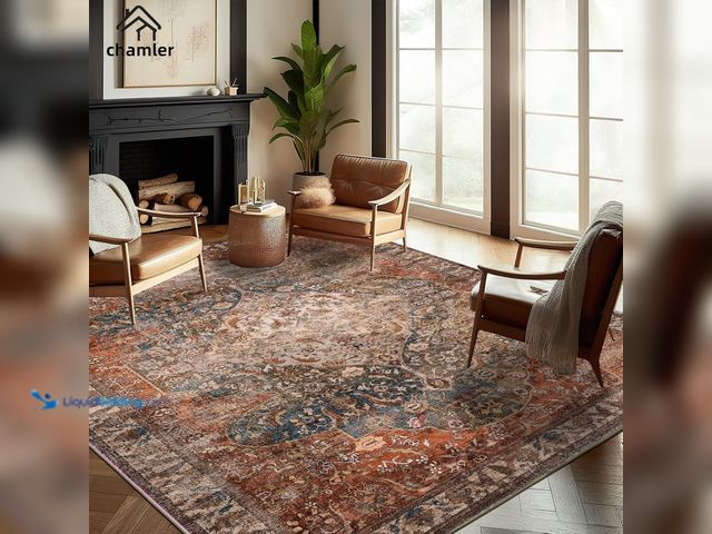 Lot 49-5581800 - chamler 8x10 Area Rug Washable Vintage Traditional Mat Distressed Indoor Foldable Thin Retro Accent ...