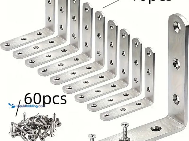 Lot 49-1831438 - 10 pcs  Heavy-Duty L-Shaped Right Angle Brackets Set