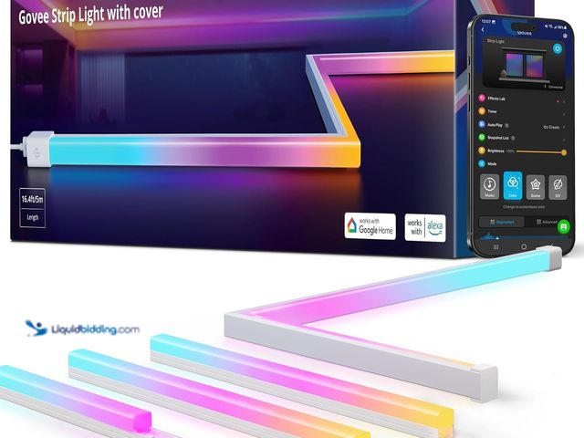 Lot 49-5476918 - Govee RGBIC LED Strip Lights 16.4ft with Covers, Smart LED Lights for Bedroom Work with Alexa and Go...