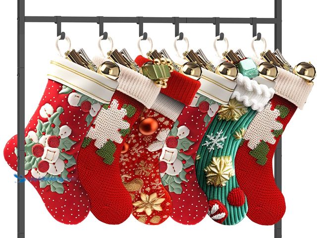 Lot 49-5437606 - Freestanding Christmas Stocking Holder Stand with 8 Hook, Heavy Duty Metal Christmas Stocking Stand ...