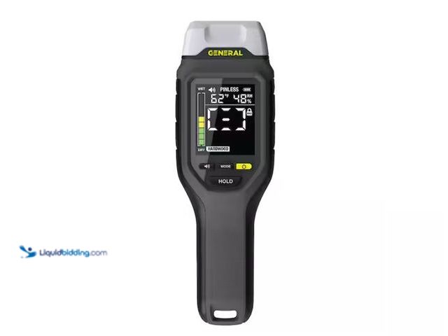 Lot 49-1567843 - General Tools 2-in-1 Pin and Pinless Moisture Meter with Backlit Display for Wood, Drywall, and Buil...