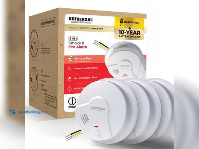 Lot 49-5544261 - Universal Security Instruments (3-Pack) Hardwired & 10-Year Battery Backup Smoke Detector with Ioniz...