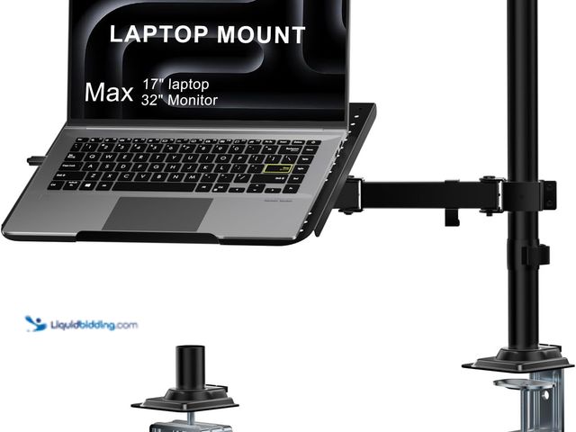 Lot 49-5488395 - WALI Laptop Tray Desk Mount for 17inch Notebook, Fully Adjustable Laptop Arm up to 22lbs, Monitor Mo...