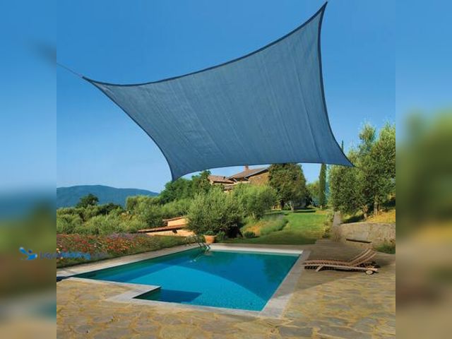 Lot 49-5554076 - Vigoro 12 ft. x 12 ft. Blue Square Shade Sail Model # 25682 Used