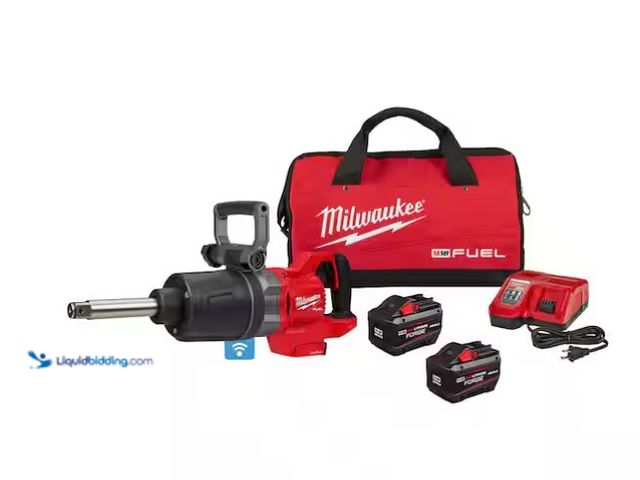 Lot 49-1571191 - Milwaukee M18 FUEL 18V Lithium-Ion Brushless Cordless 1 in. Impact Wrench Extended Reach D-Handle Ki...