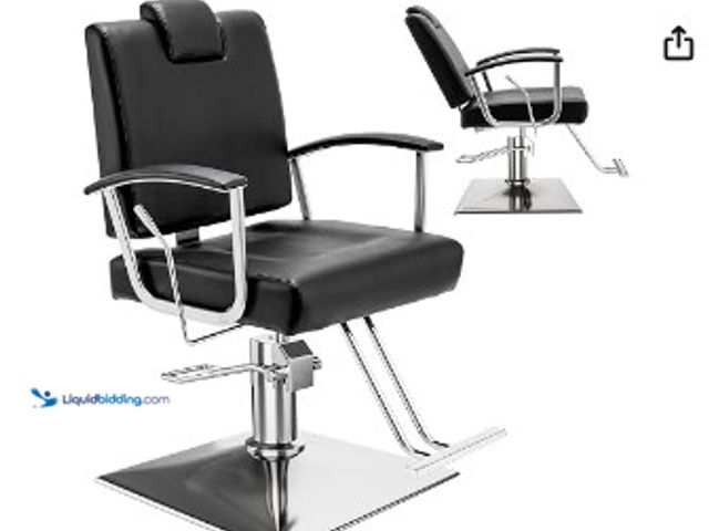 Lot 49-3631475 - Apllamo Barber Salon Chair Heavy Duty - Hydraulic 3.54" Height Adjust | 440 LBS, 90°-135° Reclining ...