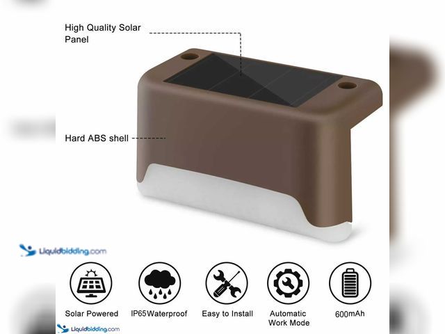 Lot 49-5388244 - Lot of 4 Solar Waterproof Deck Rail/Step Lights - Brown Shell with Multi-Colored Light - NEW - Featu...