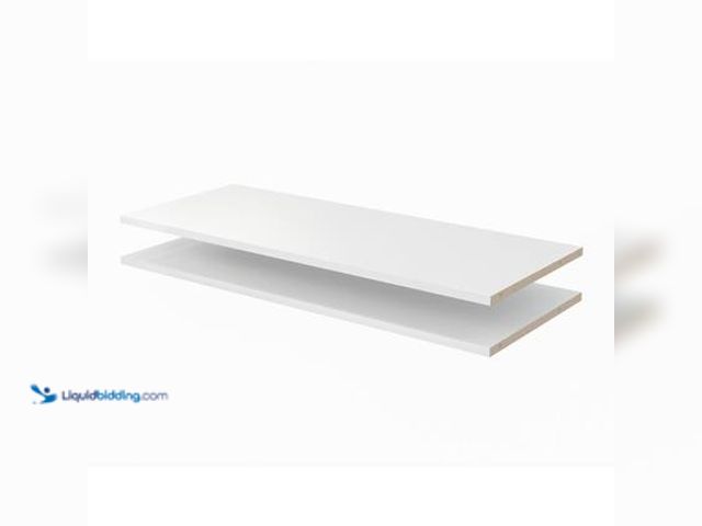 Lot 49-5539907 - Closet Evolution 35 in. x 14 in. Classic White Wood Shelves (2-Pack). Model # WH5. Unused