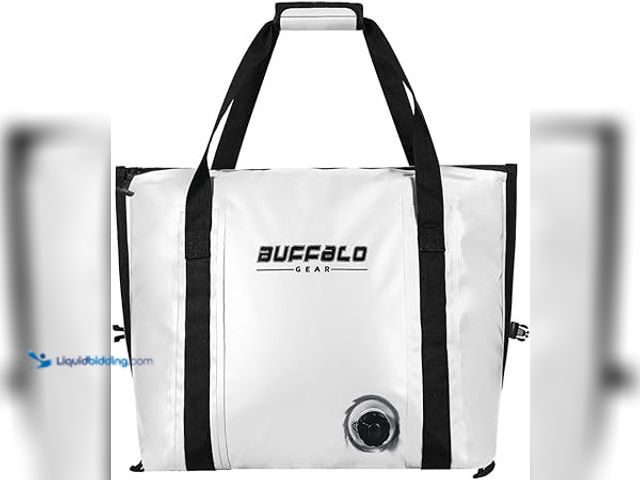 Lot 49-5448276 - Buffalo Gear Insulated Fish Cooler - 27.5QT 58QT Waterproof Flat Bottom Bag, Leakproof and Fishing K...