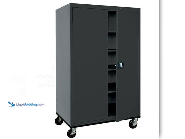 Lot 49-5508778 - Sandusky® Heavy Duty Mobile Storage Cabinet, 22 Gauge, 46"W x 24"D x 78"H, Black. MPN: TA4R462472-09...