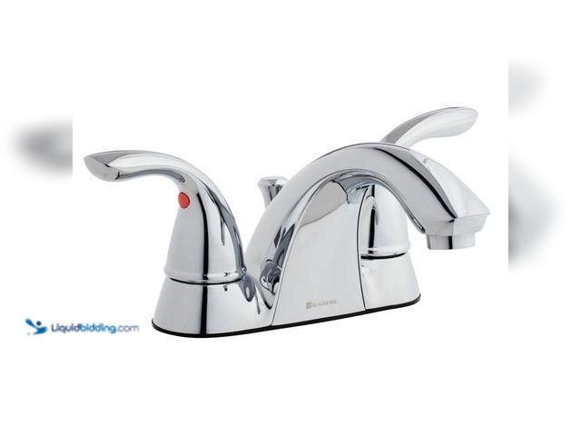 Lot 49-5412644 - Glacier Bay Builders 4 in. Centerset Double Handle Low-Arc Bathroom Faucet in Chrome, Model#1006-878...