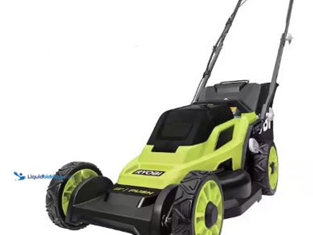 Lot 49-5436327 - RYOBI ONE+ 18V 13 in. Cordless Battery Walk Behind Push Lawn Mower. Model # P1180. Used. No battery....