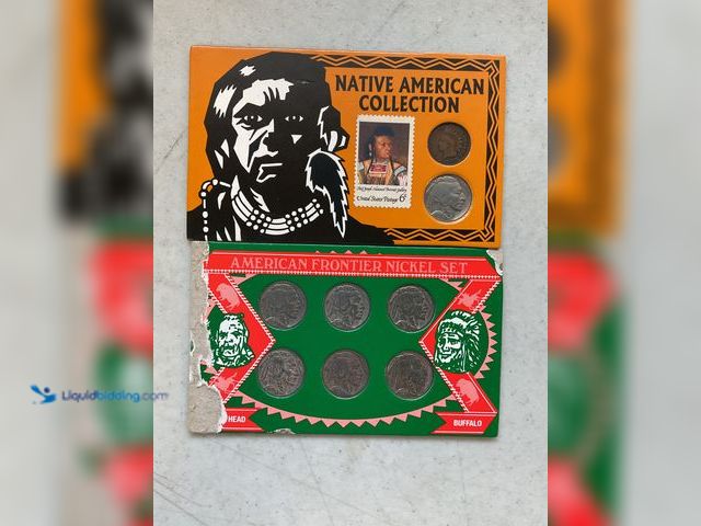 Lot 49-1505562 - 2 COIN SETS INCLUDING BUFFALO NICKELS AND INDIAN HEAD PENNIES BOTH ARE IN CARDBOARD DISPLAYS #COINS1...