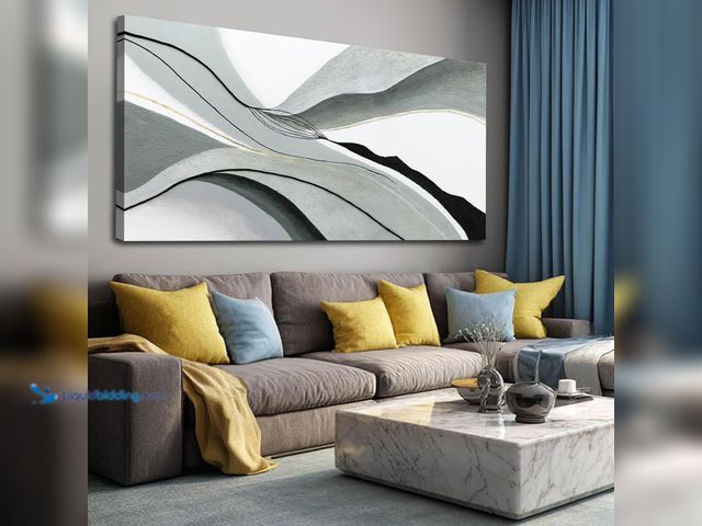 Lot 49-5545030 - Home Decor Wall Large Abstract Wall Art Modern Lines Neutral Grey and Black Pictures Wall Decor Mini...