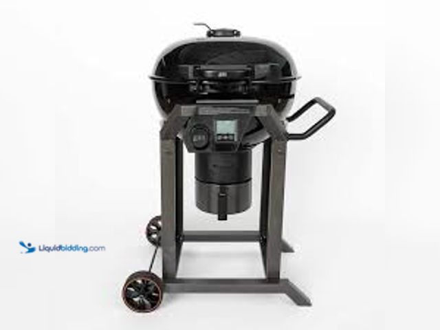 Lot 49-5488528 - LOCO 22.5 in. SmartTemp Kettle Charcoal Grill in Black with Stand. Model # 2023060113. Unused