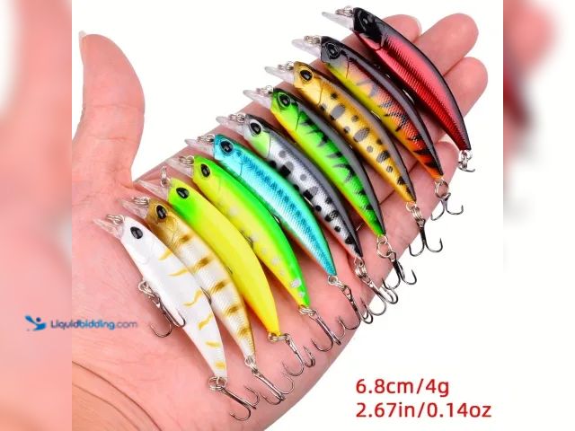 Lot 49-5396745 - Lot of 10 Crankbait Fishing Lures 2.67" 4g - NEW - The set includes a variety of colorful and realis...