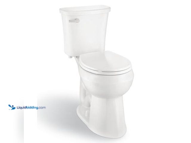 Lot 49-5549985 - Glacier Bay Power Flush 12 inch Rough In Two-Piece 1.28 GPF Single Flush Round Toilet in White Seat ...